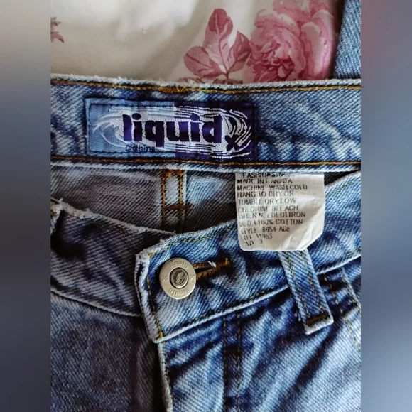 VINTAGE 'Liquid Jeans' SIZE 3 Flared Leg Blue Denim Jeans From The 1990's MINT - Picture 5 of 10